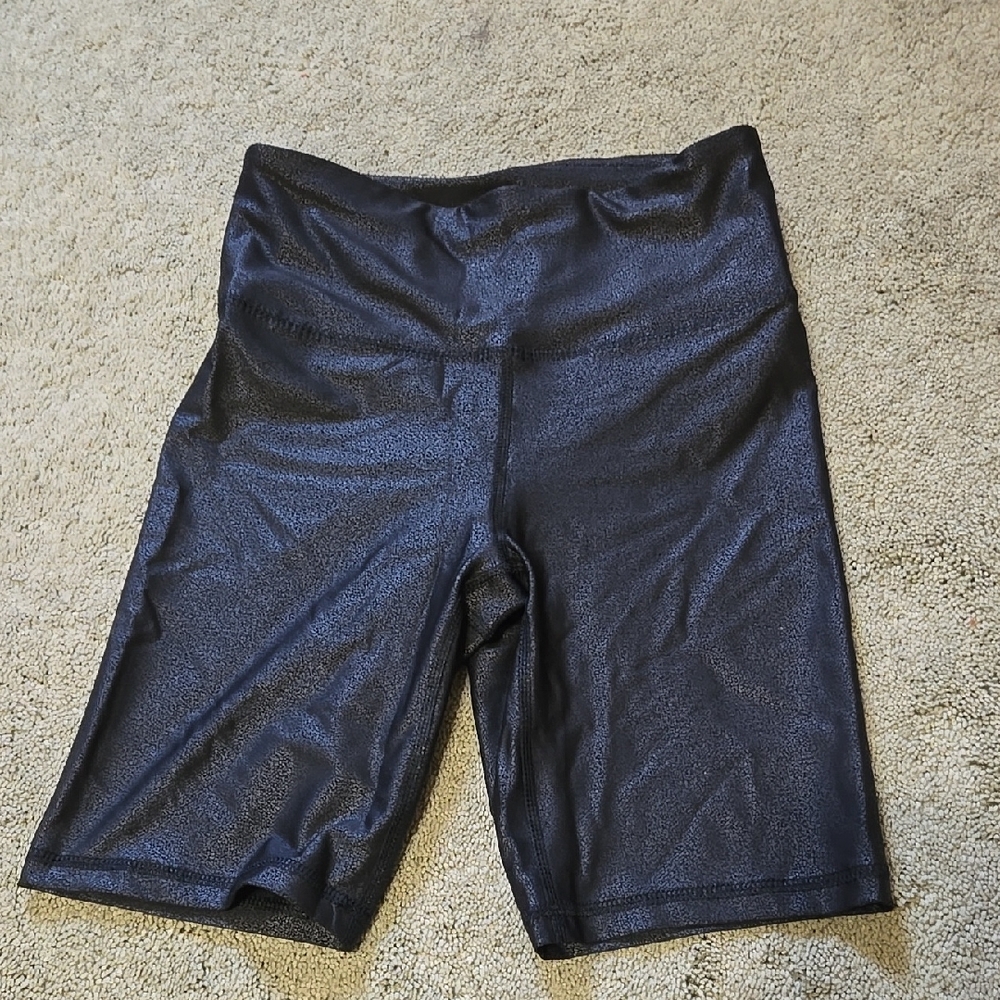 Black Shiny Biker Shorts